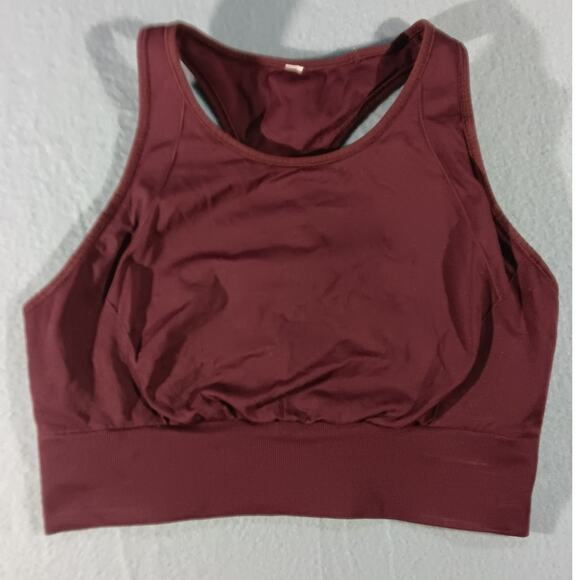 Lululemon Burgundy Sports Bra Longline Racerback Medium Support Yoga Running S/M - Picture 1 of 4